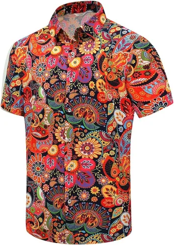 Miniatura 46 de SheLucki - Camisa hawaiana para hombre, unisex, de manga corta, con botones, para la playa y el verano, ropa casual estampada con sombra de palmas