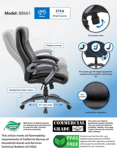 Miniatura 3 de Boss Office Products Silla ejecutiva de doble capa en negro