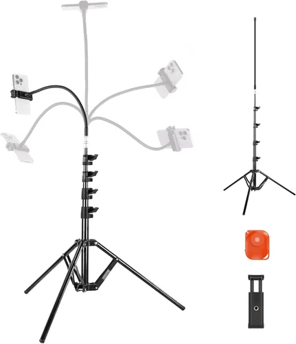 Miniatura 10 de NEEWER Trípode para teléfono celular y cámara con control remoto y soporte para teléfono compatible con iPhone GoPro Canon Sony DSLR, trípode de 160