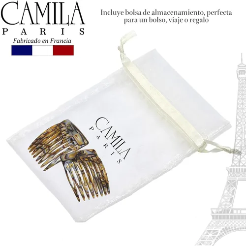 Miniatura 6 de Camila Paris CP2332/2 Peine lateral francés hecho a mano ónix, pequeño trenzado decorativo para el cabello, clips de sujeción fuerte para mujeres