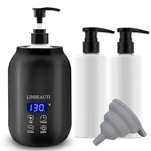 Calentador de aceite de masaje con dos dispensadores de botellas de aceite, calentador de botellas de loción, dispensador dispensador eléctrico de