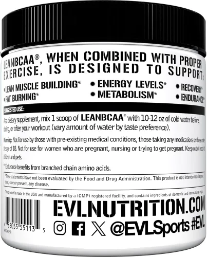 Miniatura 3 de Evlution Polvo de BCAA magro libre de estimulantes Nutrición BCAAs Aminoácidos en polvo con CLA Carnitina y 2:1:1 aminoácidos de cadena ramificada