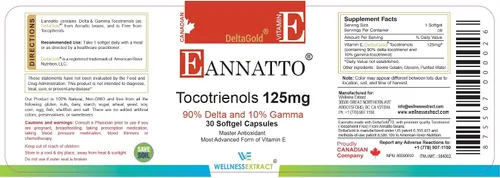 Miniatura 7 de WELLNESS EXTRACT Eannatto Tocotrienoles Suplementos de vitamina E sin tocoferol, sin OMG, sin gluten y antioxidante (125 mg 30 cápsulas blandas)