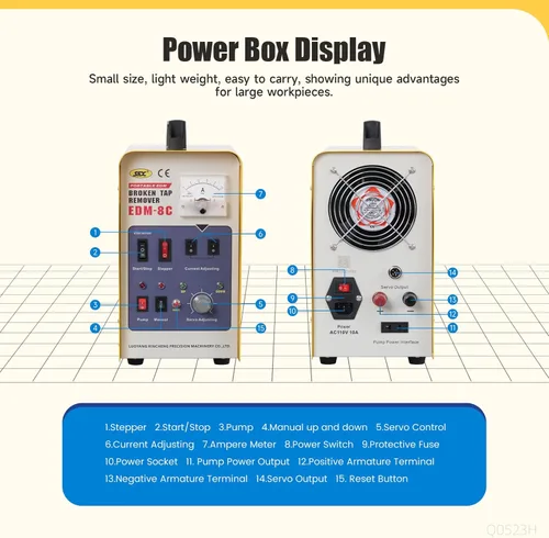 Miniatura 4 de Máquina removedor de taladro de grifo roto de 800 W, EDM-8C, EDM portátil, 110 V, quita M2-M20 de diámetro. Tornillo de 0.07 a 0.78 pulgadas