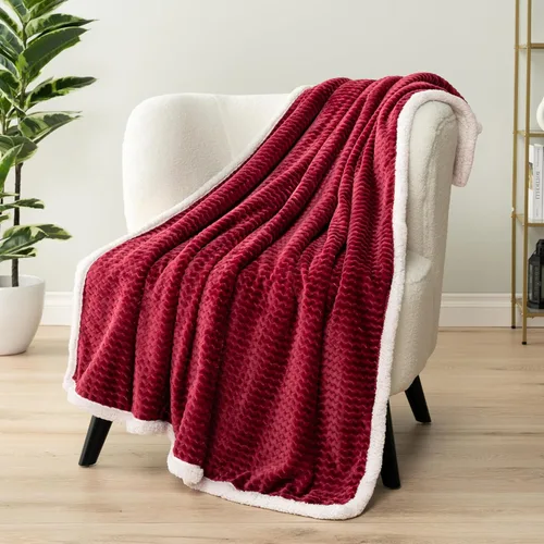 Miniatura 23 de PAVILIA Manta Sherpa de Cuadros Buffalo Gris Claro para Sofá, Manta de Forro Polar Suave Gris Claro a Cuadros, Manta de Franela Suave y Mullida