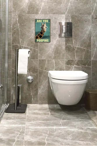 Miniatura 4 de Letrero Divertido de Hojalata y Metal Vintage Retro Arte de Pared Are You Pooping Jirafa para Baño Estudio Entrada Sala de Estar y Bar Gran Regalo