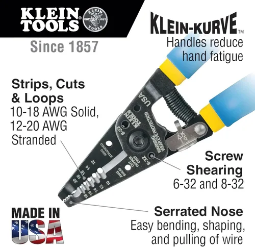 Miniatura 7 de Klein Tools 80013 Kit de herramientas de cableado con pelacables automático y crimpadora de terminales aislados de trinquete, cortador de cables