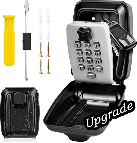 Miniatura 8 de BKNOOU Caja de bloqueo de llave de pared con código, caja de bloqueo de llave para exterior, caja de seguridad impermeable extra grande para llaves