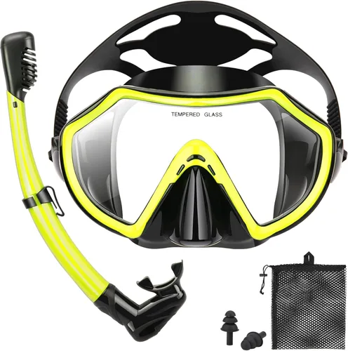 Miniatura 9 de Snorkeling Gear for Adults, Dry Adult Snorkel Set HD Panoramic View Snorkel Mask Set, Anti-Leak and Anti-Fog Scuba Diving Package with Mesh Bag Ear