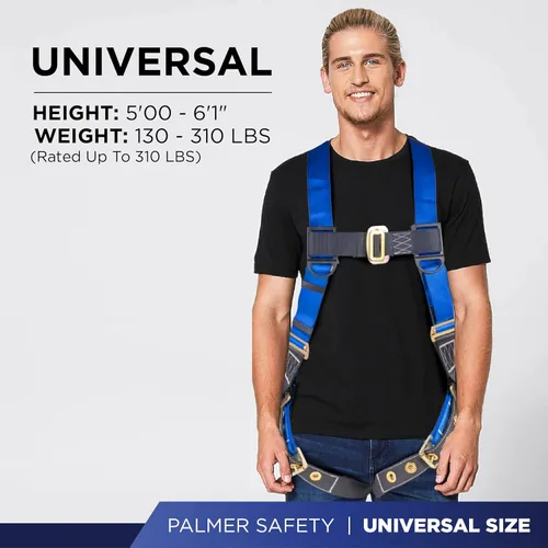 Miniatura 4 de Palmer Safety Arnés de cuerpo completo de ajuste de 5 puntos, anillo 3D, patas con ojales e indicadores de caída
