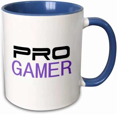Miniatura 11 de 3dRose mug_151243_4 "Pro gamer - awesome gaming job or hobby and proud of it - computer pro-gamer in black and purple" Taza, 11 oz, Negro