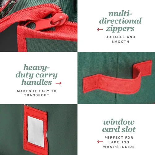 Miniatura 3 de Organizador de papel de regalo de alta calidad, soporte para papel de regalo con bolsillos adicionales para decoraciones navideñas, asas reforzadas
