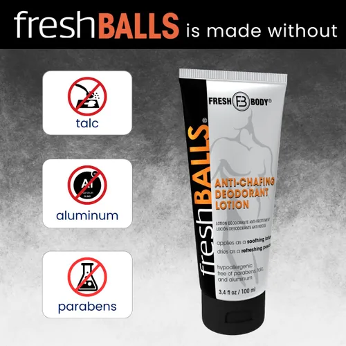 Miniatura 5 de Fresh BALLS - Desodorante de crema a polvo Loción antirozaduras y bolas desodorante para hombre, higiene para el área de la ingle, 3.4 onzas
