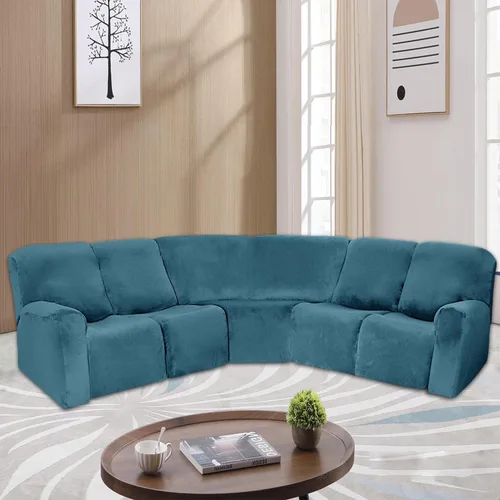 Miniatura 12 de ele ELEOPTION Funda reclinable modular de 5 plazas, 7 piezas, fundas para sofá reclinable en forma de L, protector de muebles, grueso, suave, Gris