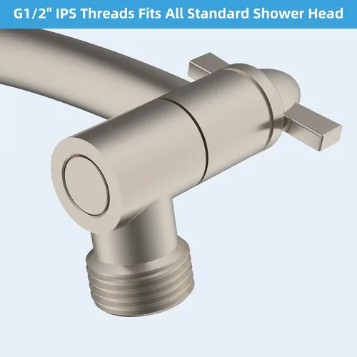 Miniatura 6 de Hibbent Brazo de Extensión para Cabezal de Ducha Totalmente Metálico de 10'', Latón Sólido Flexible Ajustable en Altura y Ángulo, Extensor de Brazo