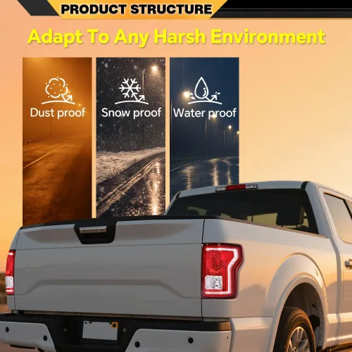 Miniatura 2 de CNNELL Luz trasera compatible con Ford F150 SSV 2016-2017/Compatible con F150 2015-2017 (submodelo: Lariat, XL, XLT) Halógeno lado derecho del Rojo