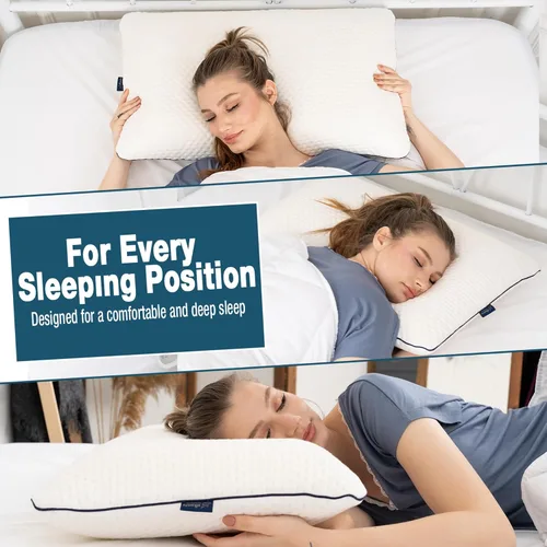 Miniatura 5 de alkamto Almohada de espuma viscoelástica de 27.5 x 18 pulgadas, almohada ergonómica de apoyo para el cuello, certificada Oeko-Tex, funda