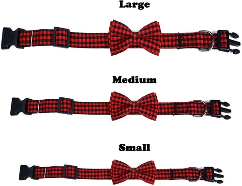 Miniatura 4 de Love Dream Collar de perro con pajarita, suave y cómodo, collar de perro a cuadros de liberación rápida con corbatín desmontable para perros