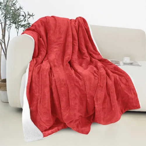 Miniatura 12 de Elegant Comfort - Manta reversible y ultra suave de franela con forro polar - Manta de sherpa navideña de invierno - Ligera, suave y acogedora