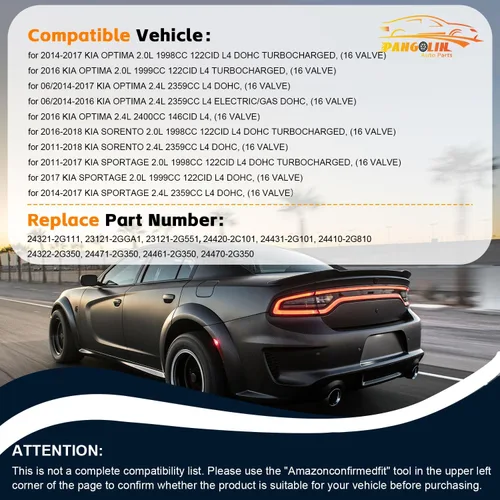 Miniatura 2 de PANGOLIN Kit de cadena de distribución G4KJ para 2014-2017 Kia Optima Sorento Sportage 2.0L 2.4L Turbo Engine 16 válvulas piezas de repuesto