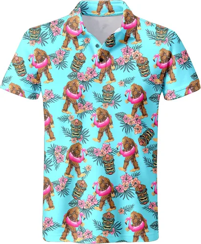 Miniatura 41 de Camisa de golf de los años 80 para hombre, ajuste seco, manga corta, estampada, divertidas, camisas de golf de los años 90 para hombre