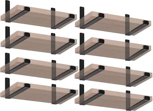 Paquete de 16 soportes de estante labio J de 5.5" L x 4" H x 1.5" W, soportes de estante de pared flotante rústicos de granja de hierro, soporte de