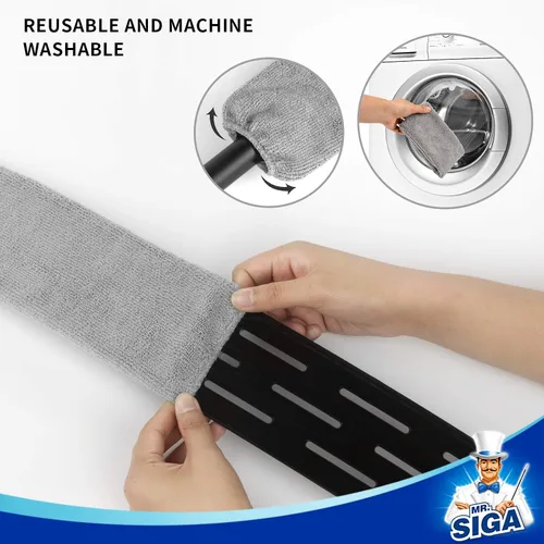 Miniatura 3 de MR.SIGA Plumero Flexible de Microfibra Largo para Limpieza de Espacios, Mango Ajustable de Acero Inoxidable, Plumero de Limpieza de Espacios Lavable
