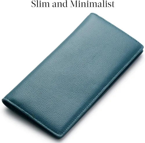 Miniatura 3 de Bveyzi Billeteras de cuero ultrafino con bloqueo RFID para tarjetas de crédito, billetera plegable para mujer
