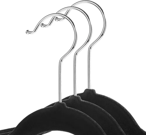 Miniatura 2 de Casafield 50 perchas de terciopelo para niños, tamaño de 14 pulgadas, color negro