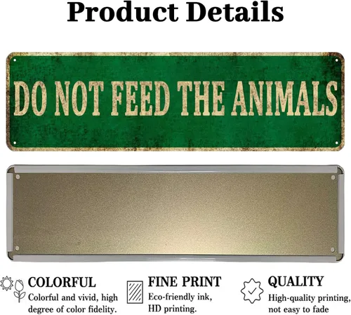 Miniatura 3 de KIOZIY Letrero de advertencia de metal de 4 x 16 pulgadas con texto en inglés "Do Not Feed The Animals Zoo Safari