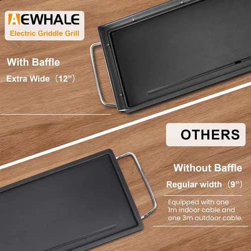 Miniatura 10 de AEWHALE Parrilla eléctrica antiadherente extra grande de 35 pulgadas, parrilla Teppanyaki BBQ para interiores y exteriores, con temperatura
