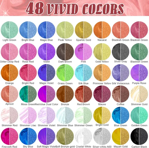 Miniatura 2 de CHANGTIKEJI Polvo de mica, 48 colores – 0.35 oz/botella de pigmento natural en polvo para resina epoxi, fabricación de jabón, fabricación de velas