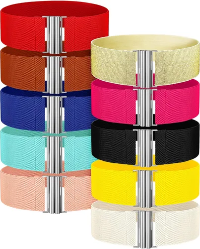 SATINIOR 10 cinturones elásticos vintage con hebilla elástica, Varios colores
