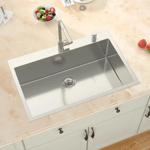 Miniatura 11 de Fregadero de cocina negro de 30 pulgadas empotrado - Fregadero de acero inoxidable 304 de 30x18x9, fregadero de un solo tazón negro de calibre 18