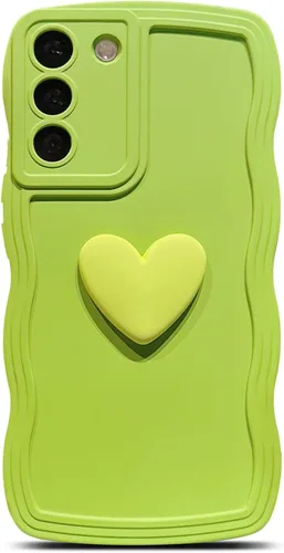 Miniatura 11 de Funda para Samsung Galaxy S22 para mujer, linda funda Kawaii 3D Love Heart color sólido rizado ondulado lente de cámara cubierta a prueba de golpes