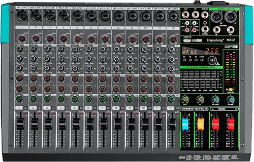 Miniatura 11 de Depusheng MX8 Mezclador de sonido de 8 canales Consola de mezcla de audio 48V 256DSP Profesional USB PC Play Record Podcast Live Broadcast (US MX8)