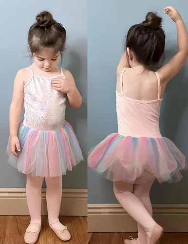 Miniatura 7 de Zaclotre Leotardo de lentejuelas para niñas pequeñas, leotardos de ballet con correa brillante, vestido tutú, traje de bailarina, disfraz de baile