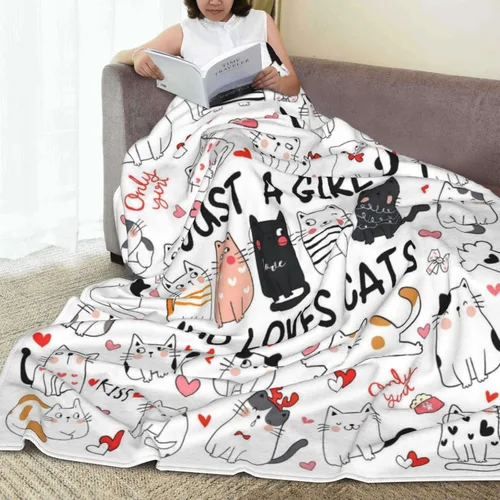 Miniatura 3 de Manta de franela suave y acogedora con temática de gato para mujeres, niñas, mujeres, adultos, 50 x 40 pulgadas