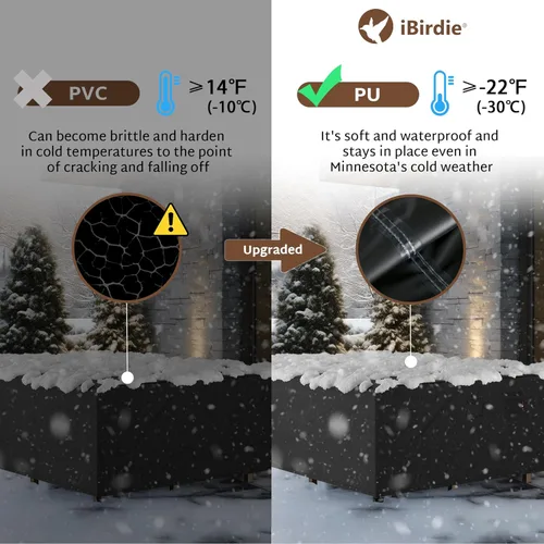 Miniatura 4 de iBirdie Juego de fundas para muebles de patio al aire libre, 180 x 96 pulgadas, impermeable, resistente a la intemperie, 600D para mesa de comedor