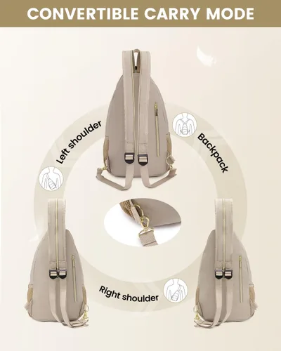 Miniatura 2 de LOVEVOOK - Mochila tipo bandolera para mujeres, convertible a bandolera cruzada, pequeño bolso para pañales, mochila resistente al agua