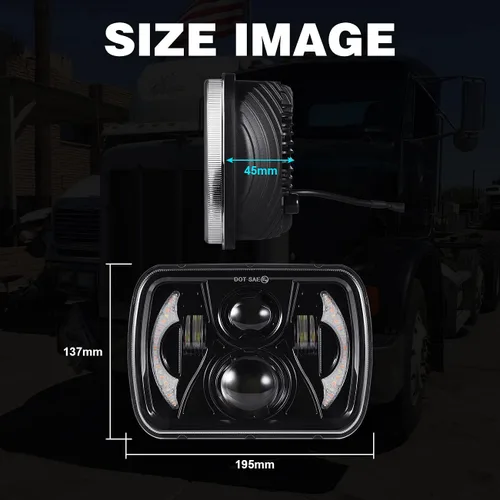 Miniatura 4 de Faros delanteros LED 1000% brillantes 180W H6054 5x7 7×6, 7 × 6, faros LED 7x6, haz sellado con DRL/señal de giro compatible con Ford Wrangler Jeep