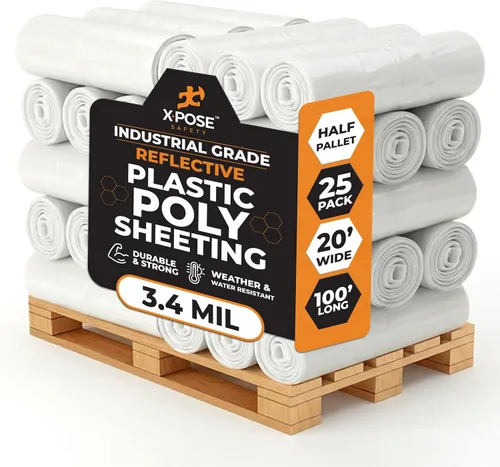 Miniatura 29 de Xpose Safety Lámina de plástico transparente – Rollo de 20' x 100' – Lámina de polietileno resistente de 4 mil – Impermeable, a prueba de polvo
