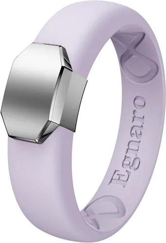 Miniatura 11 de Egnaro - Anillo de boda de silicona para mujer, diseño ergonómico y transpirable, ancho de 0.15 pulgadas, bandas de silicona flexibles con placa