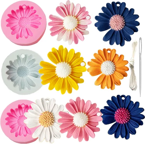 Miniatura 10 de 8 moldes de peonía de cuatro tamaños grande + mediano + pequeño + extra pequeño + hoja de peonía con aguja grande que absorbe los ojos, vela