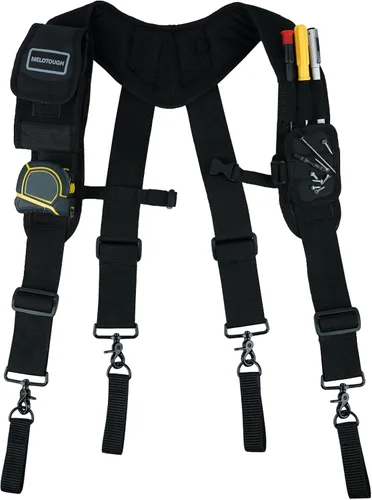 MELOTOUGH Tirantes Magnéticos para Cinturón de Herramientas con Pulsera Magnética de Muñeca para Cinturón de Trabajo Tirantes Acolchados de Negro