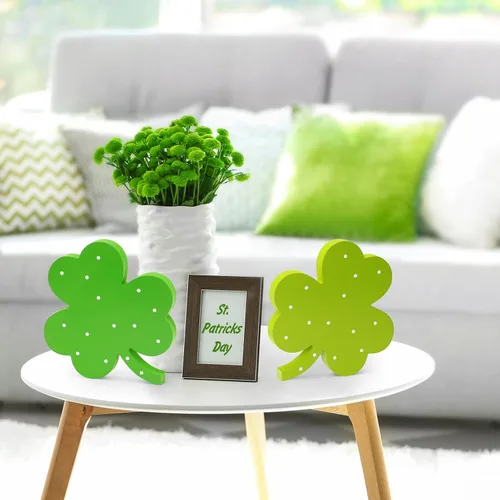 Miniatura 5 de Decoración del día de San Patricio, decoración de trébol de madera para mesa, bandeja escalonada, escritorio de oficina, decoración del día de San