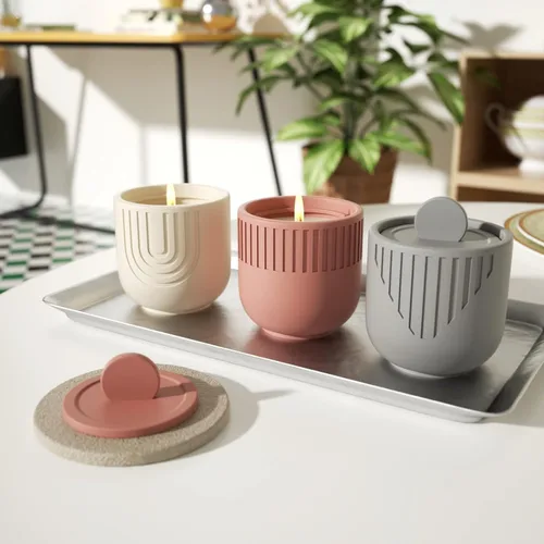 Miniatura 4 de Molde de silicona de tapa de cemento simple Molde cilíndrico de contenedor de vela de hormigón DIY recipiente de vela Herramienta de decoración