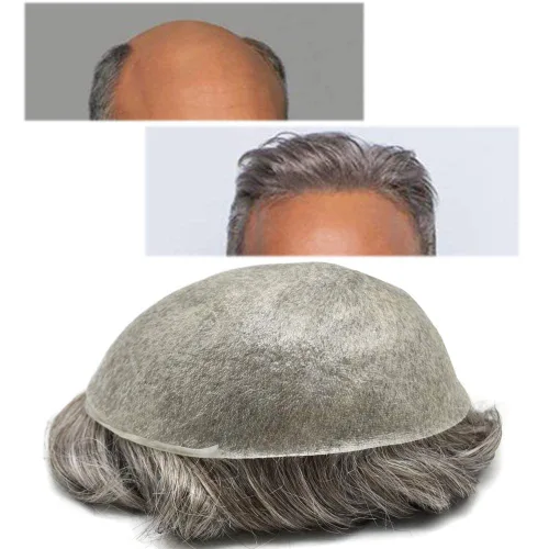 Miniatura 31 de Super Thin Skin Mens Toupee 0.001 in - Sistema de cabello de piel ultrafina para hombres, cabello humano negro, marrón, rubio, gris, peluca