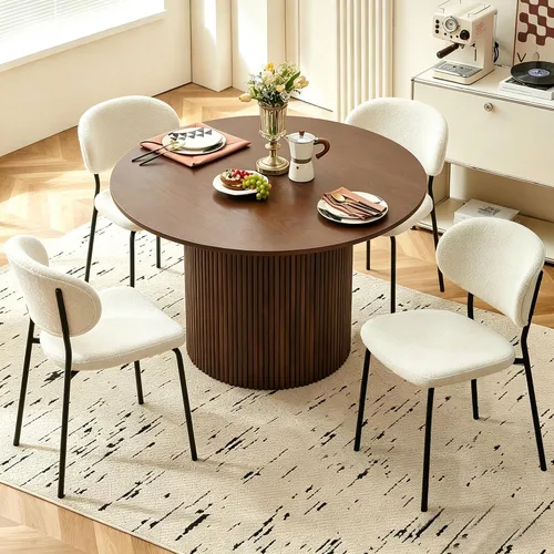 Miniatura 7 de Homedot Juego de 2 sillas de comedor tapizadas negras, modernas sillas de cocina de mediados de siglo tapizadas con cojín acolchado para comedor