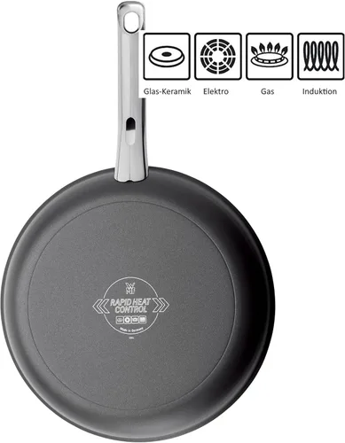 Miniatura 5 de WMF Sartén profesional para carnes de 11.0 in, ideal para sellar, material multicapa, control de calor rápido, sartén recubierta Negro
